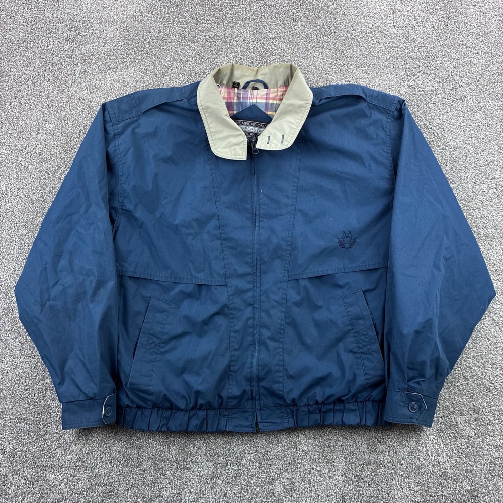 Vintage 80s Members Only Jacket Mens Large Blue Lightweight Bomber Full Zip
